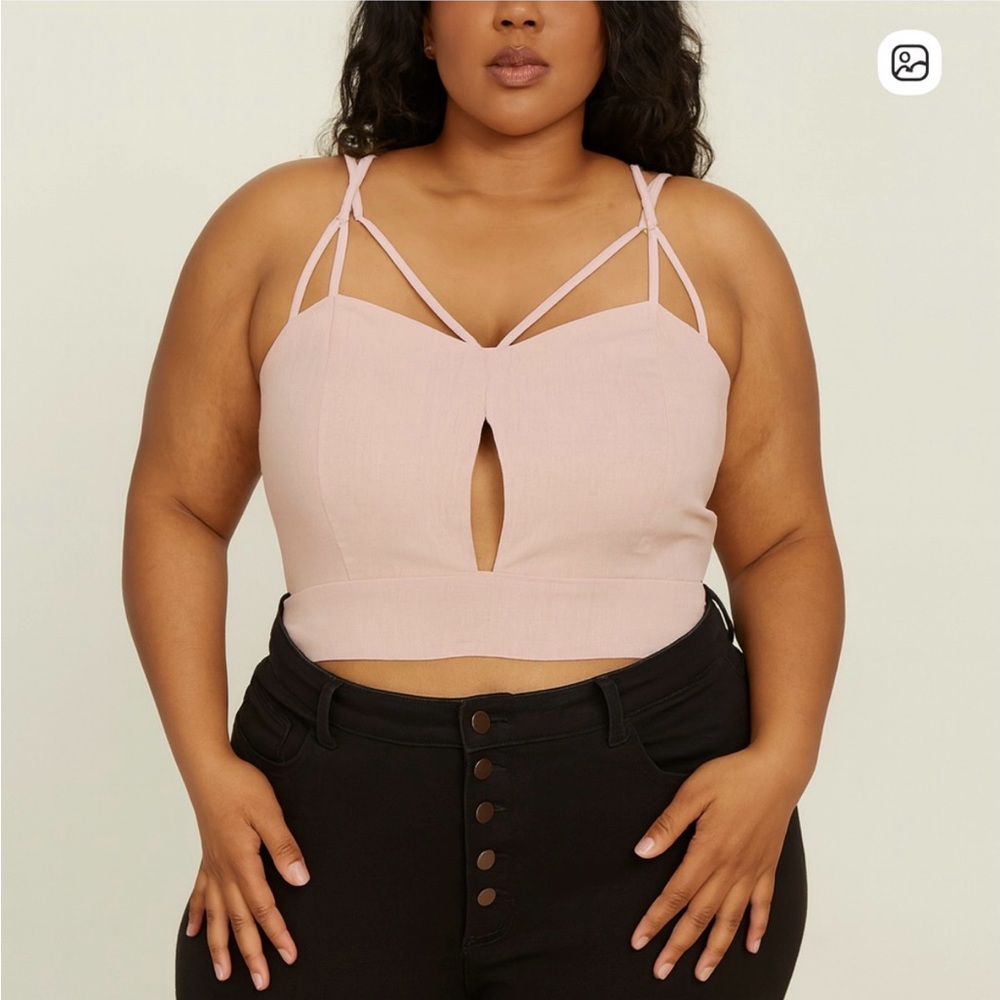 Charlotte Russe Pink Cropped Strappy Top XL